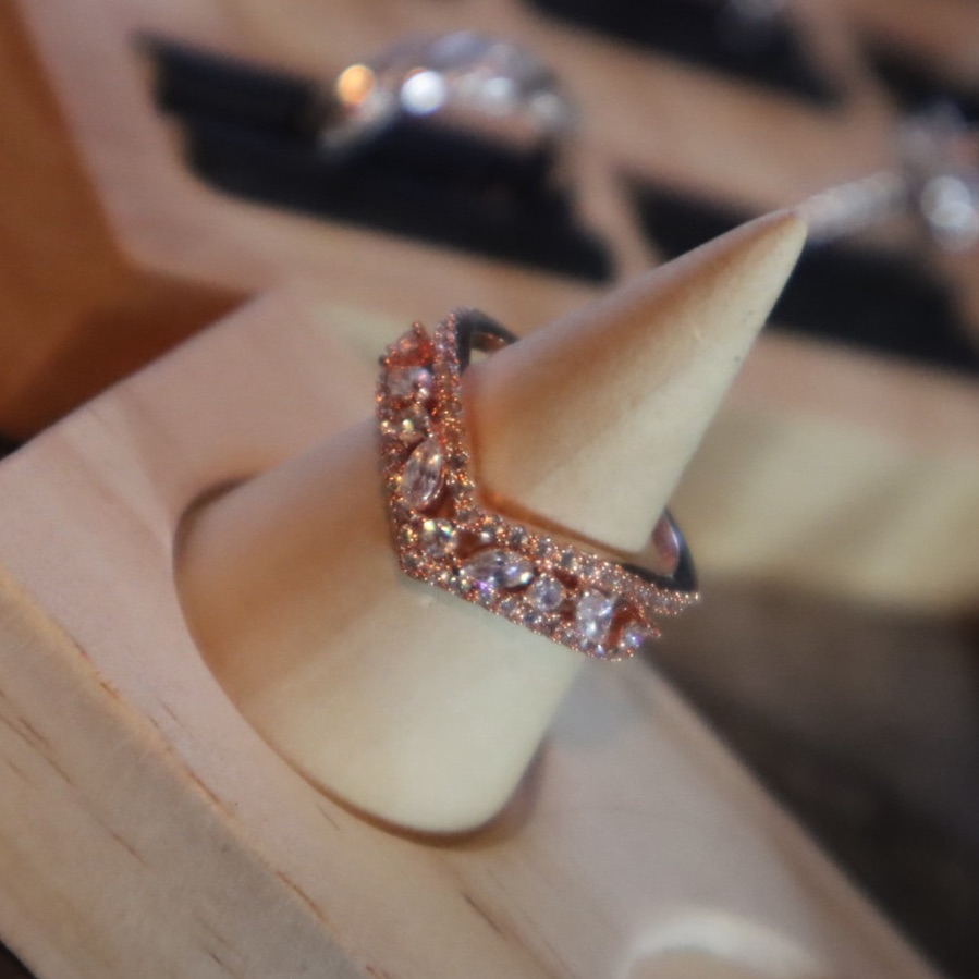 Elegant Rose Gold V Shaped Ring